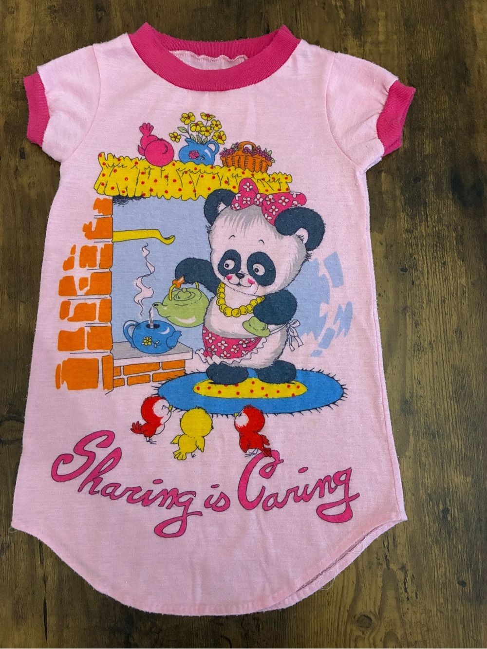 Toddler Girl Vintage Panda Nightgown